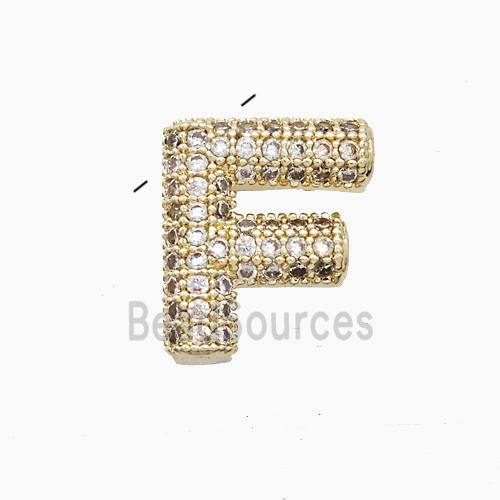 Copper Letter-F Pendant Pave Zirconia Gold Plated