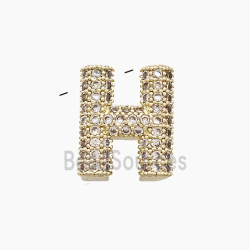 Copper Letter-H Pendant Pave Zirconia Gold Plated