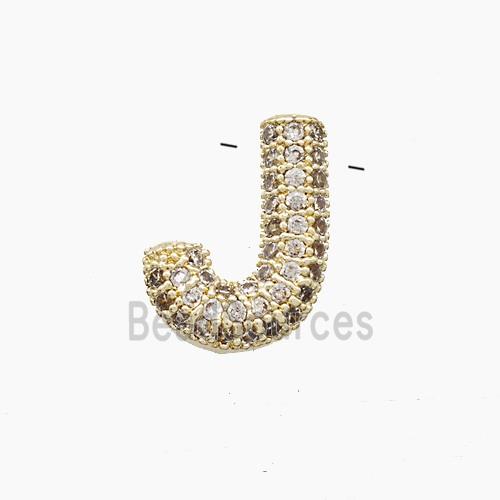 Copper Letter-J Pendant Pave Zirconia Gold Plated