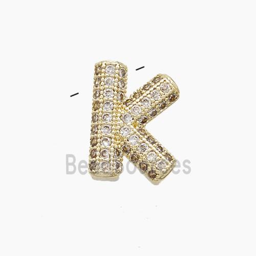 Copper Letter-K Pendant Pave Zirconia Gold Plated