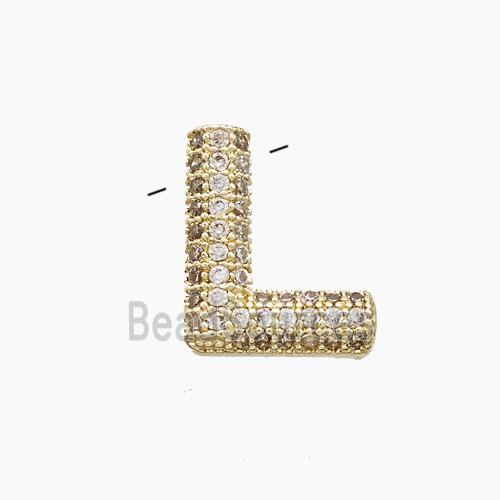 Copper Letter-L Pendant Pave Zirconia Gold Plated