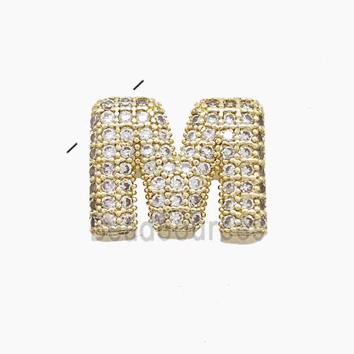 Copper Letter-M Pendant Pave Zirconia Gold Plated