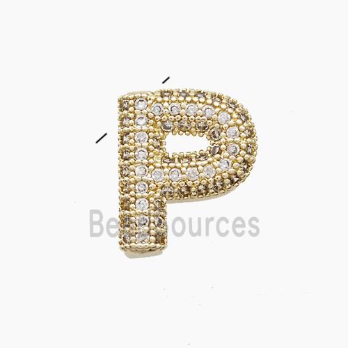 Copper Letter-P Pendant Pave Zirconia Gold Plated