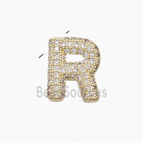 Copper Letter-R Pendant Pave Zirconia Gold Plated