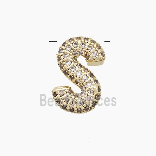 Copper Letter-S Pendant Pave Zirconia Gold Plated
