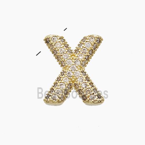 Copper Letter-X Pendant Pave Zirconia Gold Plated
