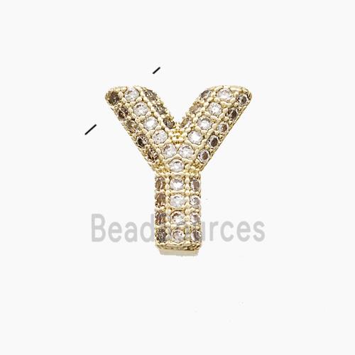 Copper Letter-Y Pendant Pave Zirconia Gold Plated