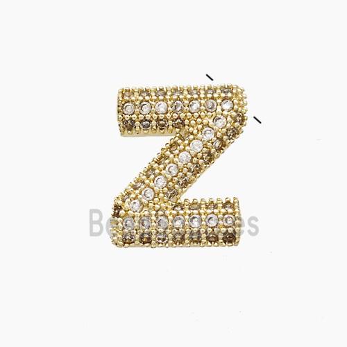 Copper Letter-Z Pendant Pave Zirconia Gold Plated