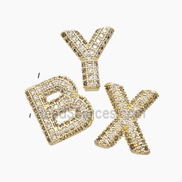 Copper Alphabet Pendant Pave Zirconia Mix Letters Gold Plated
