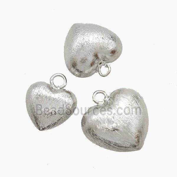 Copper Heart Pendant Brushed Platinum Plated