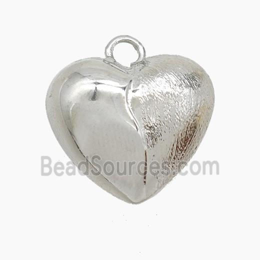 Copper Heart Pendant Brushed Platinum Plated