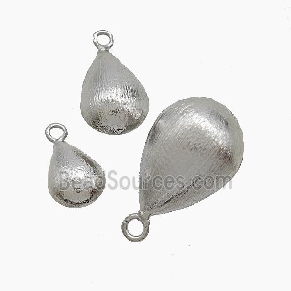 Copper Teardrop Pendant Brushed Platinum Plated