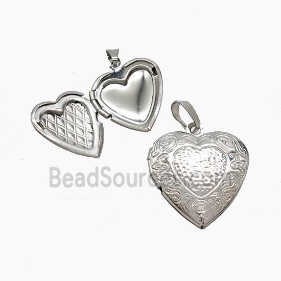 Copper Heart Locket Pendant Platinum Plated
