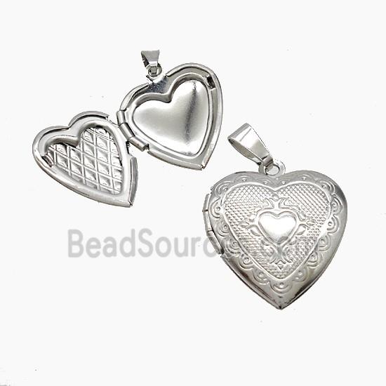 Copper Heart Locket Pendant Platinum Plated