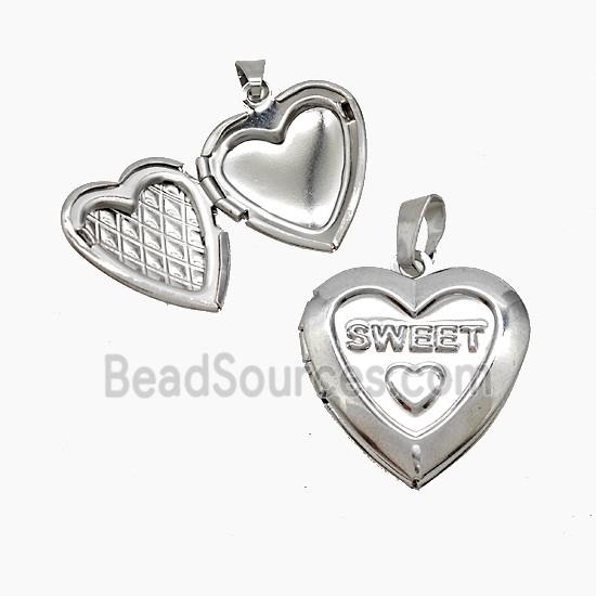 Copper Heart Locket Pendant Sweet Platinum Plated