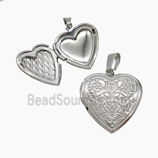Copper Heart Locket Pendant Platinum Plated
