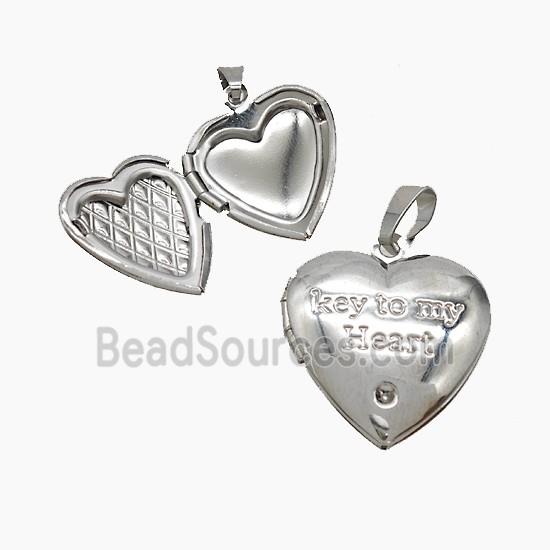 Copper Heart Locket Pendant Platinum Plated