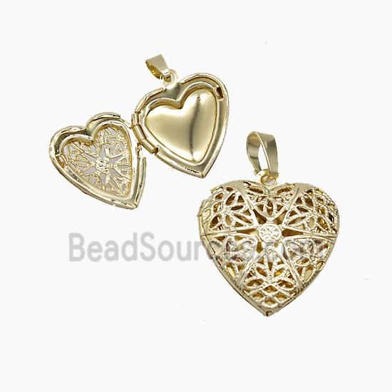 Copper Heart Locket Pendant Gold Plated