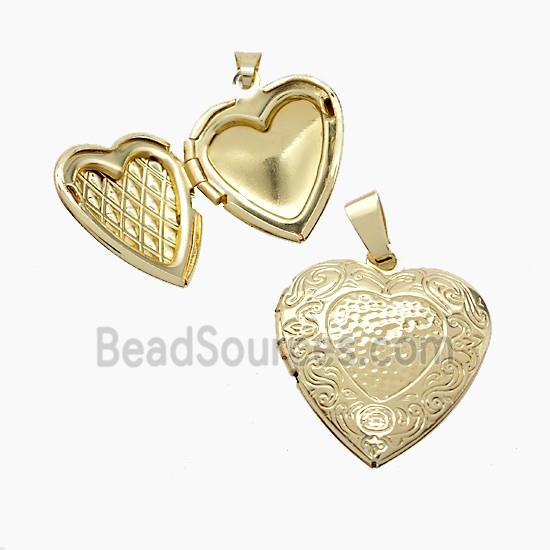 Copper Heart Locket Pendant Gold Plated