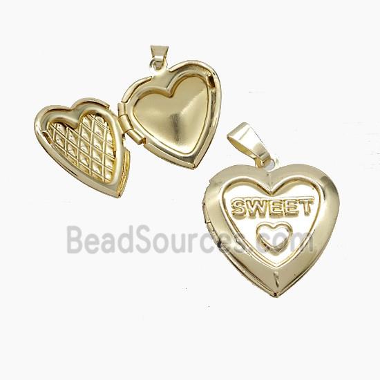 Copper Heart Locket Pendant Sweet Gold Plated