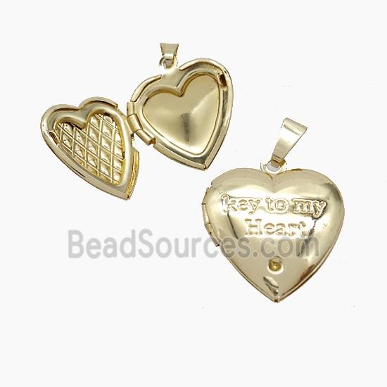 Copper Heart Locket Pendant Gold Plated