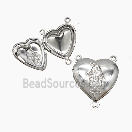 Copper Heart Locket Pendant Jesus 3loops Platinum Plated