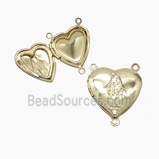 Copper Heart Locket Pendant Jesus 3loops Gold Plated
