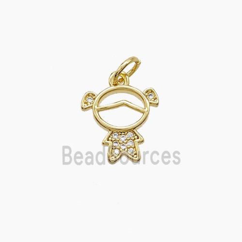 Copper Kids Girls Pendant Pave Zirconia 18K Gold Plated