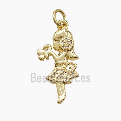 Copper Kids Girls Pendant Pave Zirconia 18K Gold Plated