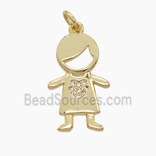 Copper Kids Girls Pendant Pave Zirconia 18K Gold Plated