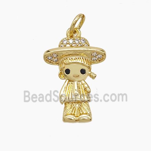 Copper Kids Girls Pendant Pave Zirconia 18K Gold Plated