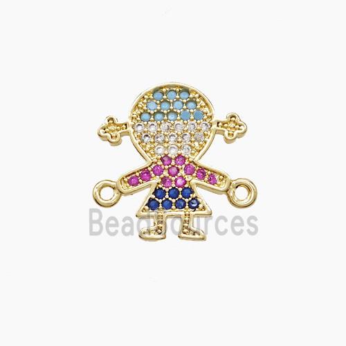 Copper Kids Girls Connector Pave Zirconia 18K Gold Plated