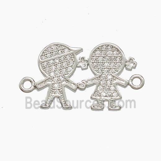 Copper Kids Connector Pave Zirconia Platinum Plated