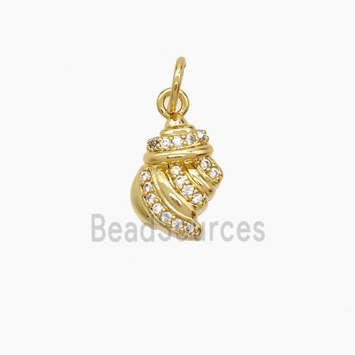 Copper Conch Shell Pendant Pave Zirconia 18K Gold Plated