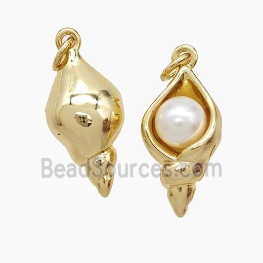 Copper Conch Shell Pendant Pave Resin 18K Gold Plated