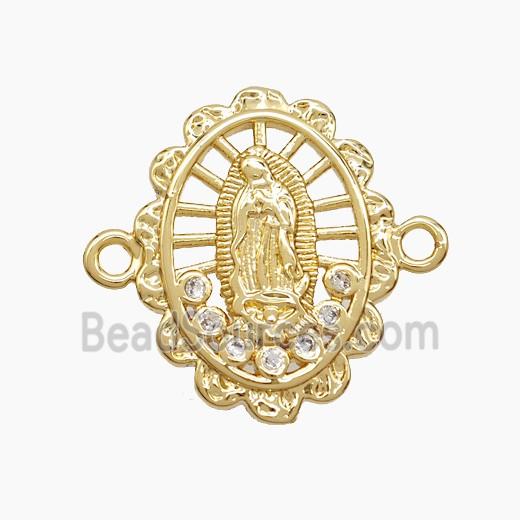 Copper Jesus Connector Pave Zirconia 18K Gold Plated