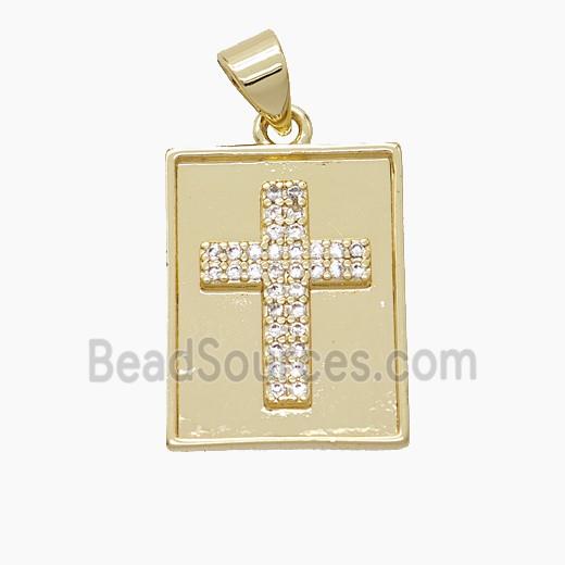 Copper Cross Pendant Pave Zirconia 18K Gold Plated