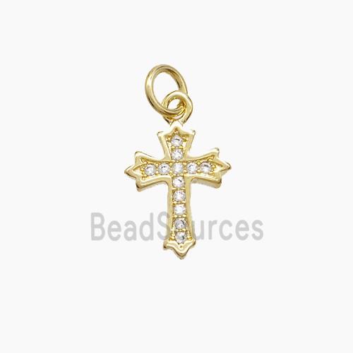 Copper Cross Pendant Pave Zirconia 18K Gold Plated