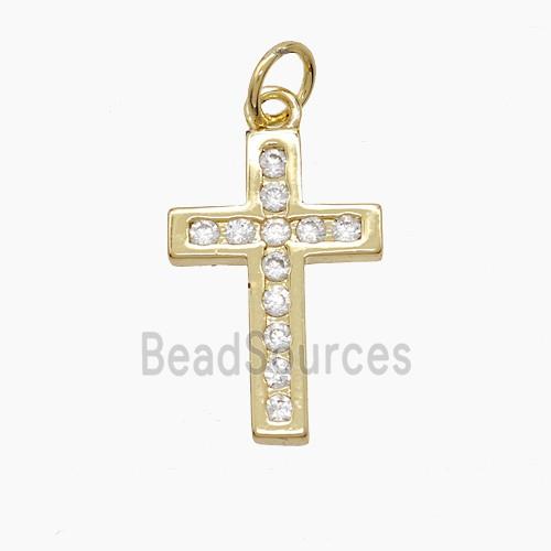 Copper Cross Pendant Pave Zirconia 18K Gold Plated