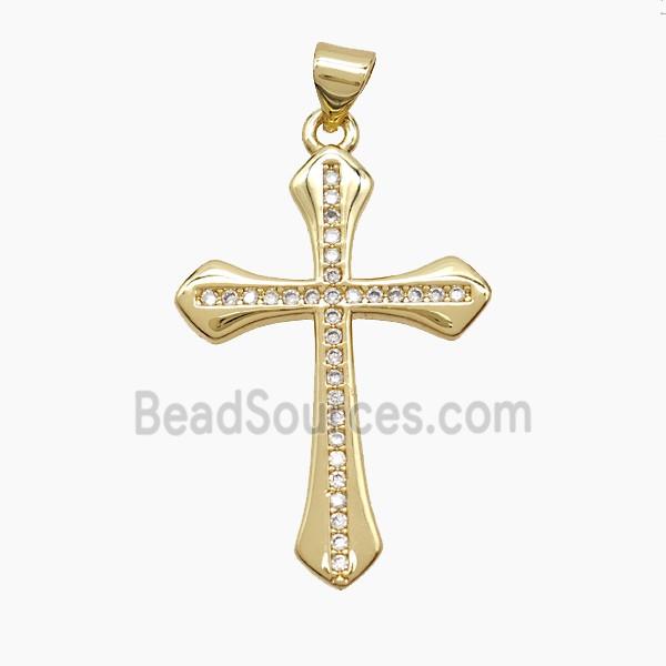 Copper Cross Pendant Pave Zirconia 18K Gold Plated