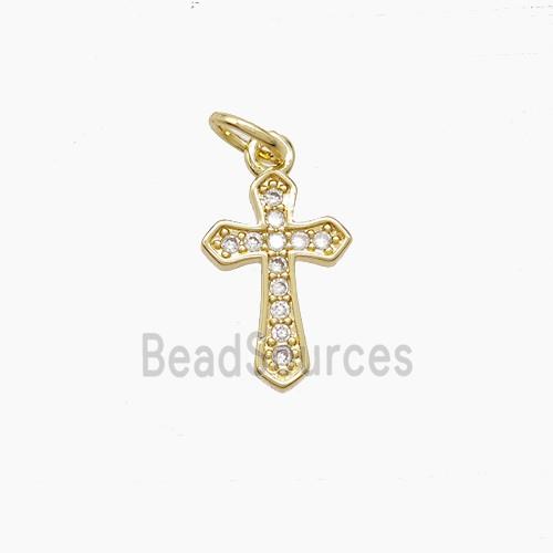 Copper Cross Pendant Pave Zirconia 18K Gold Plated
