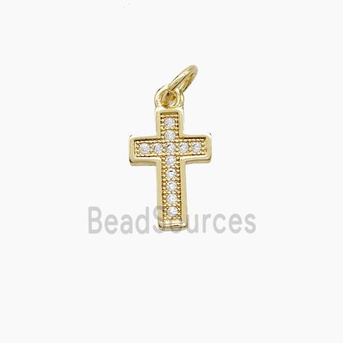 Copper Cross Pendant Pave Zirconia 18K Gold Plated