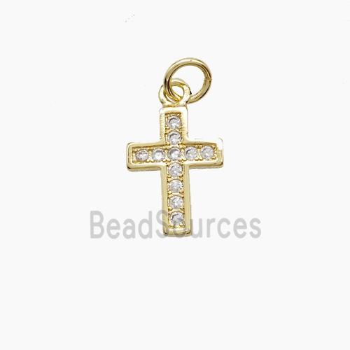 Copper Cross Pendant Pave Zirconia 18K Gold Plated