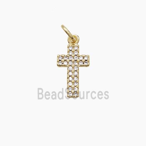 Copper Cross Pendant Pave Zirconia 18K Gold Plated