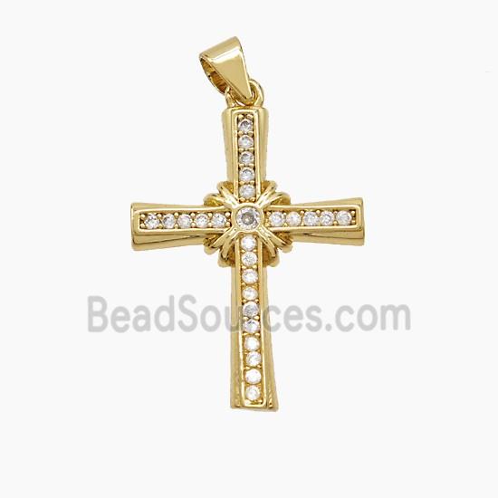 Copper Cross Pendant Pave Zirconia 18K Gold Plated