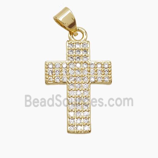 Copper Cross Pendant Pave Zirconia 18K Gold Plated