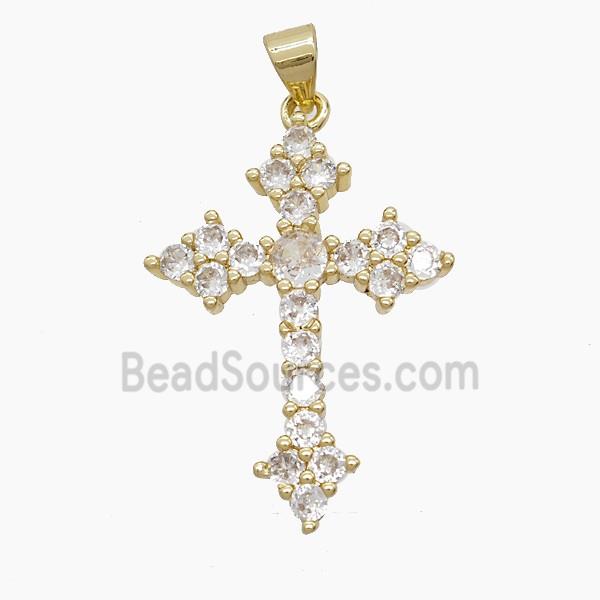 Copper Cross Pendant Pave Zirconia 18K Gold Plated