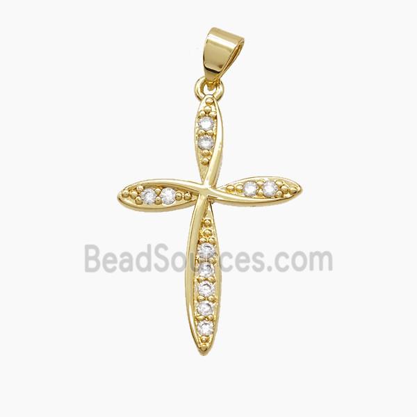 Copper Cross Pendant Pave Zirconia 18K Gold Plated