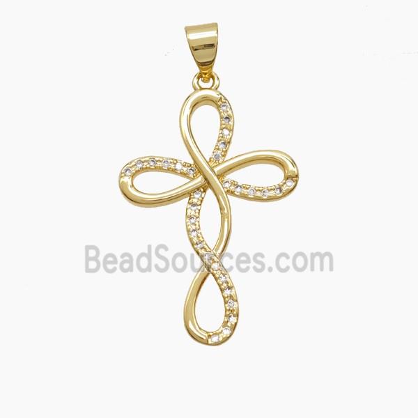 Copper Cross Pendant Pave Zirconia 18K Gold Plated