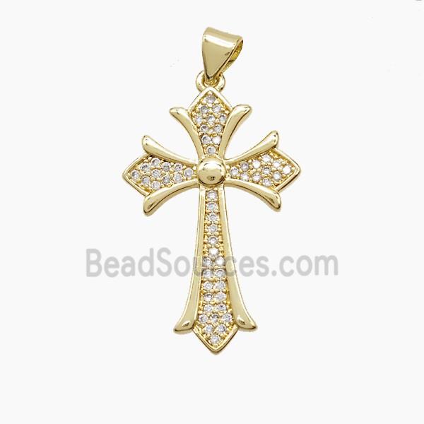 Copper Cross Pendant Pave Zirconia 18K Gold Plated
